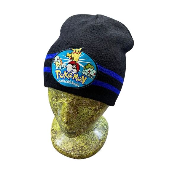 Vintage 90s Pokemon Embroidered Patch Beanie - Picture 1 of 4